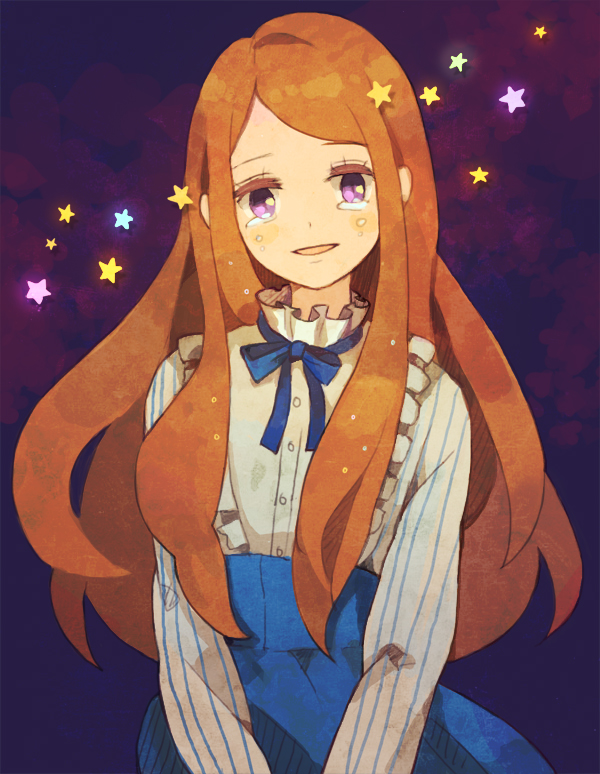 brown_hair, long_hair, mawaru_penguindrum, purple_eyes, sinkobo, solo, star, takakura_himari