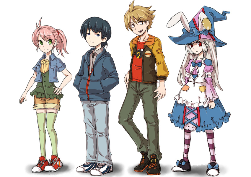ageha_(irisu), animal_ears, apron, bunny_ears, casual, chibi, edo_(irisu), hat