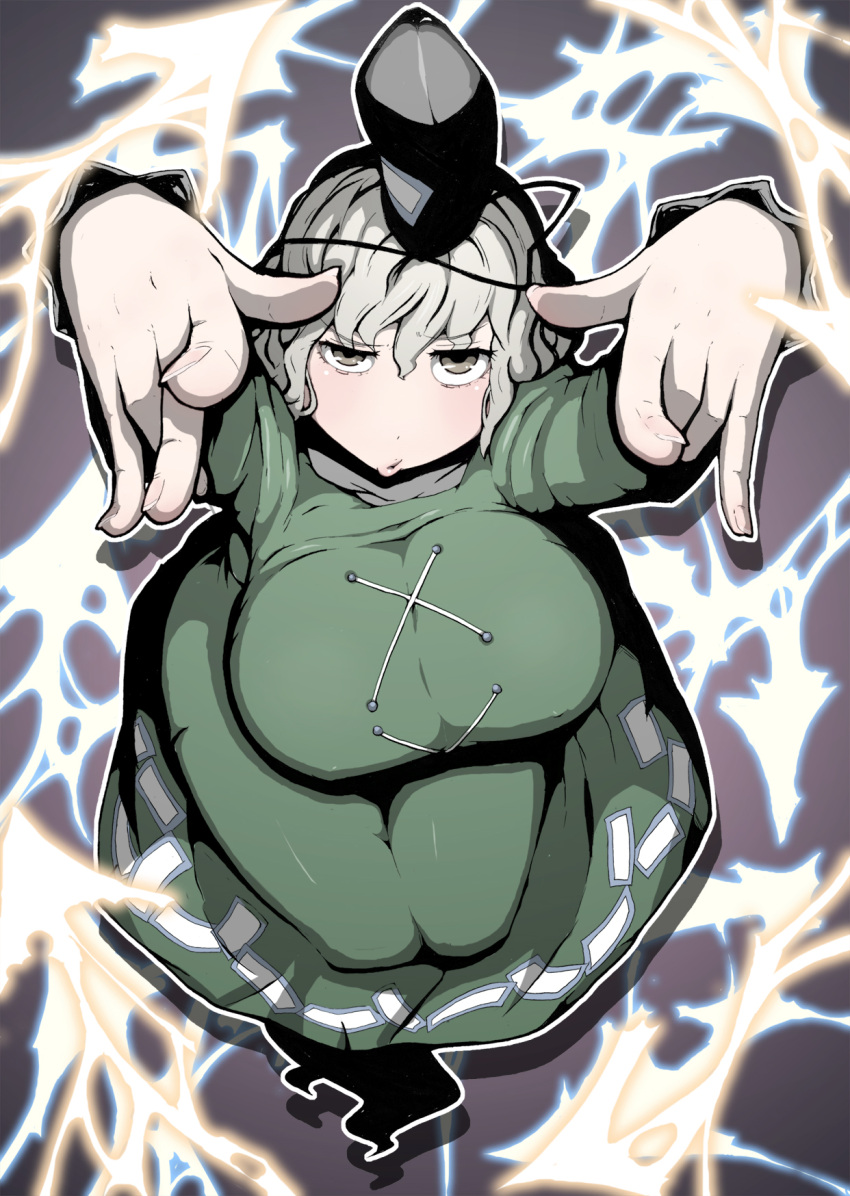 dress, fingernails, from_above, ghost, ghost_tail, gogyoo_hiroshi, green_dress, grey_eyes