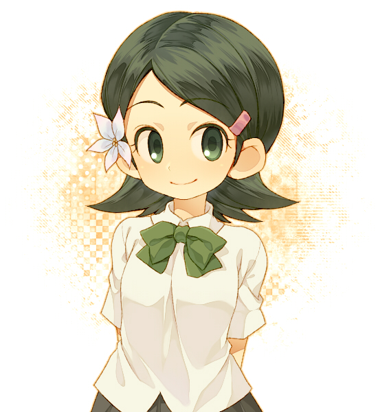 flower, green_eyes, green_hair, hair_flower, hair_ornament, hairclip, inazuma_eleven, inazuma_eleven_(series)