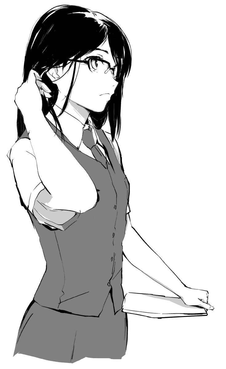 adjusting_hair, ano_hi_mita_hana_no_namae_wo_bokutachi_wa_mada_shiranai, black-framed_glasses, black_hair, glasses, hair_flip, half_rim_glasses, highres