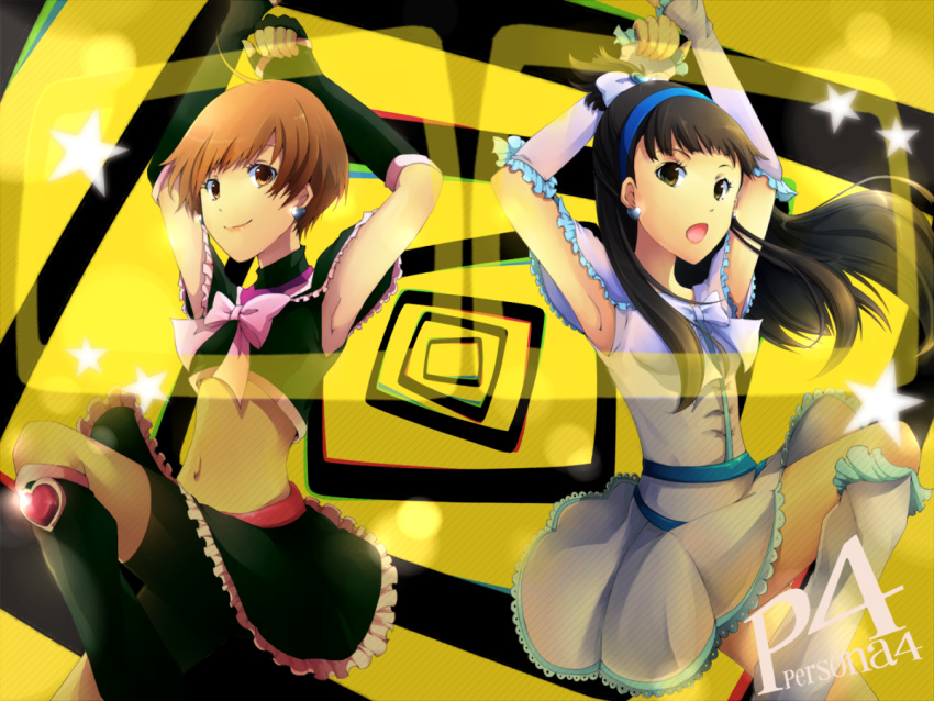 amagi_yukiko, armpits, arms_up, bike_shorts, black_eyes, black_hair, boots, bow