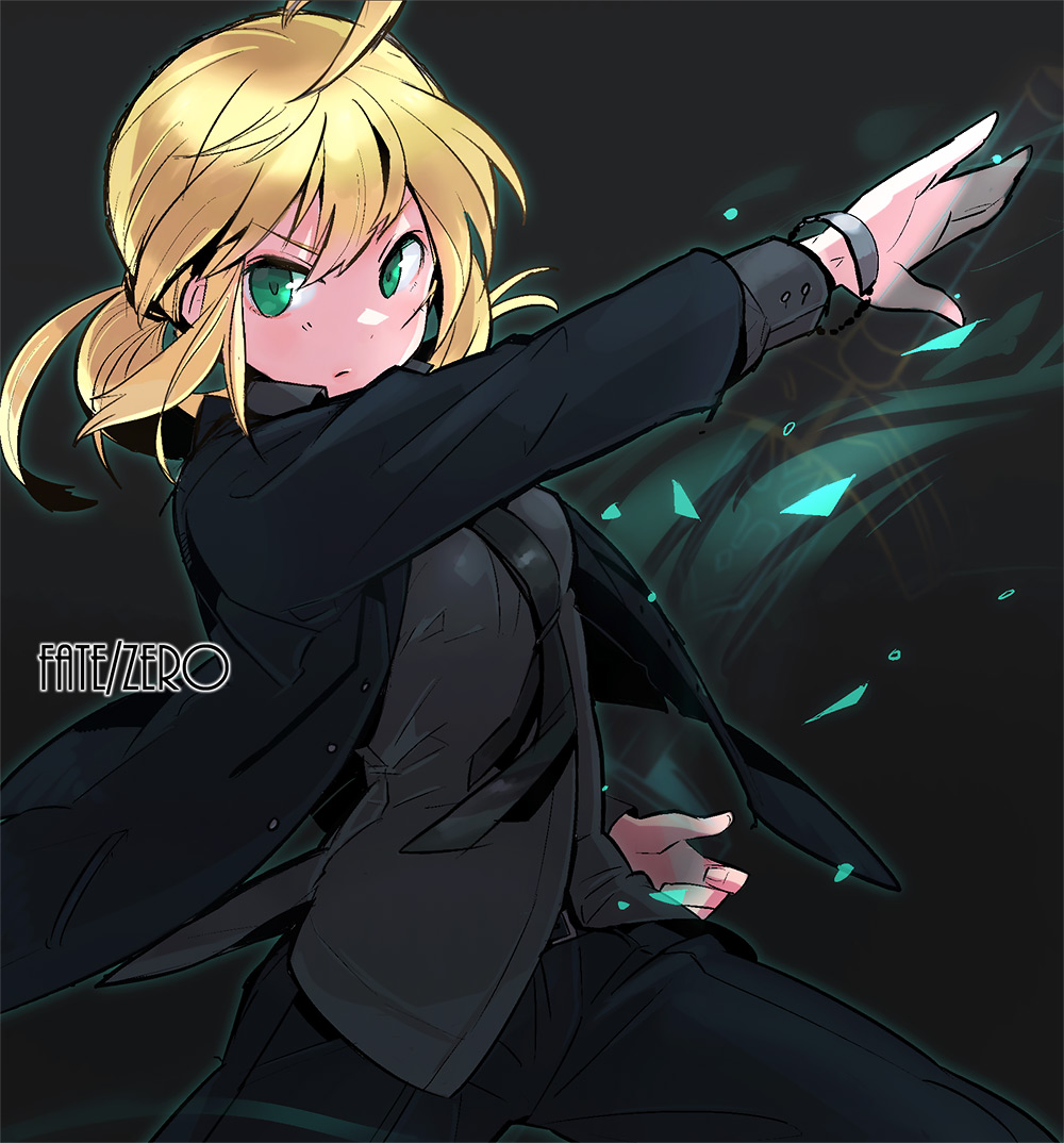 blonde_hair, excalibur, fate/stay_night, fate/zero, fate_(series), formal, green_eyes, henshin