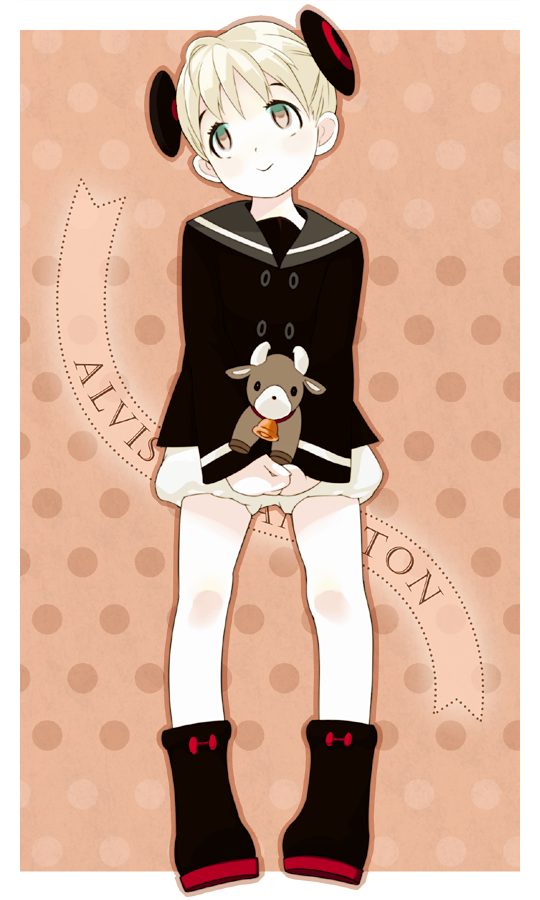 bell, blonde_hair, bloomers, boots, brown_eyes, doll, double_bun, drawer