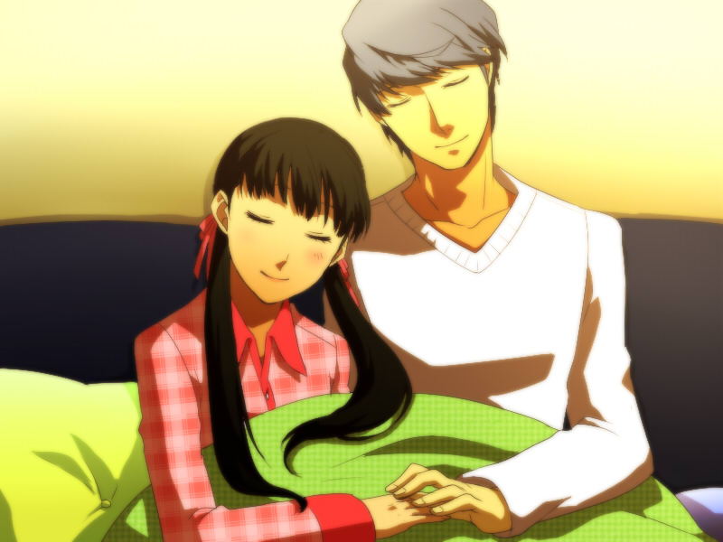 bad_id, black_hair, closed_eyes, couple, doujima_nanako, eyes_closed, fujino_miyabi, grey_hair