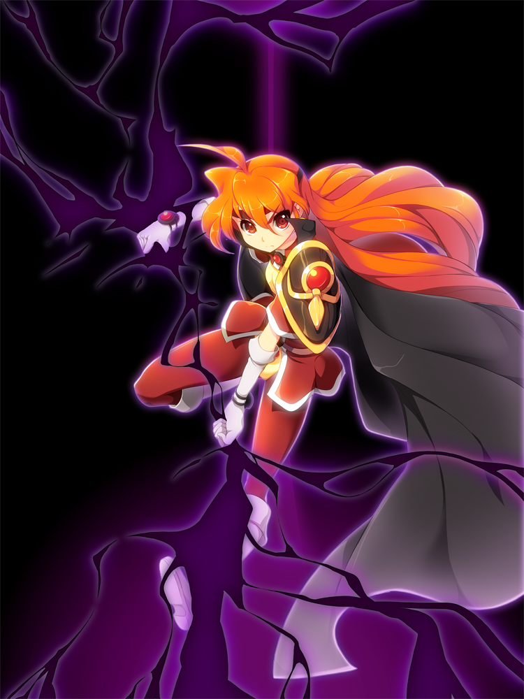 cape, gloves, koflif, lightning, lina_inverse, long_hair, ragna_blade, red_eyes, rognablade, slayers, spell