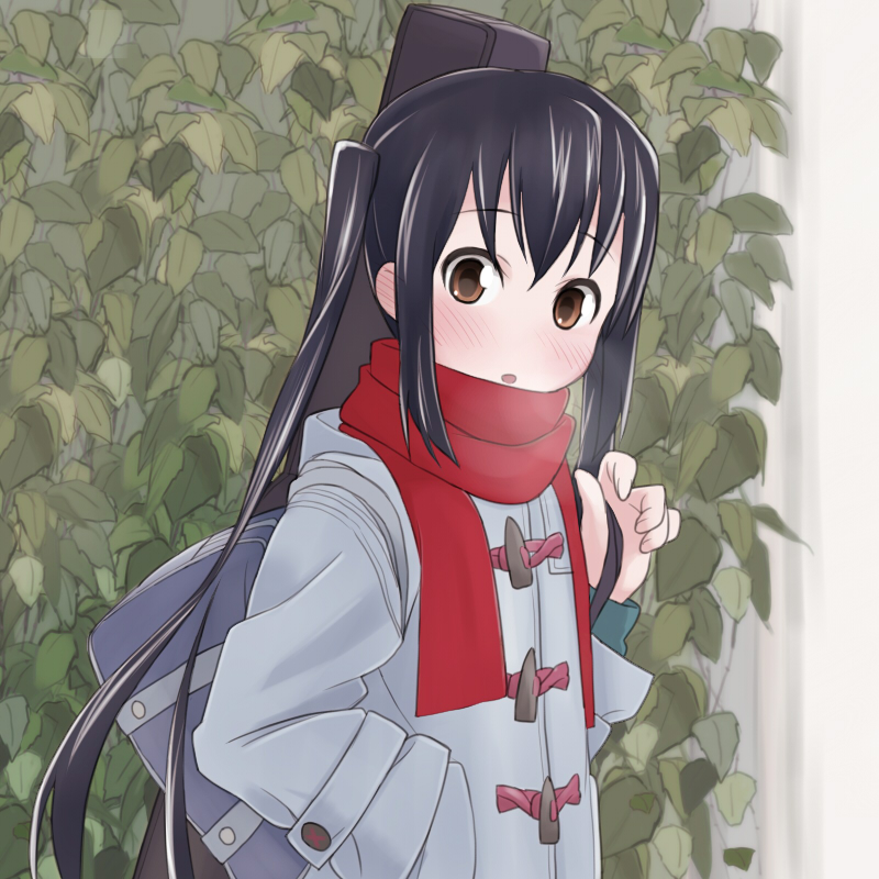 bag, black_hair, brown_eyes, coat, guitar_case, instrument_case, k-on!, long_hair