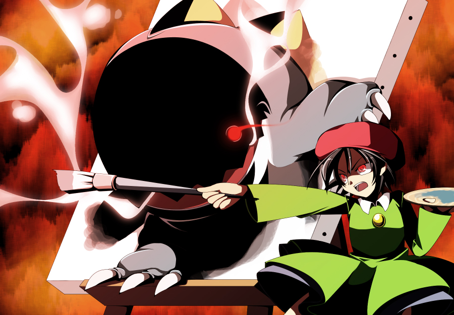 adeleine, canvas, canvas_(object), dark_matter, evil, hat, ice_dragon_(kirby), kirby