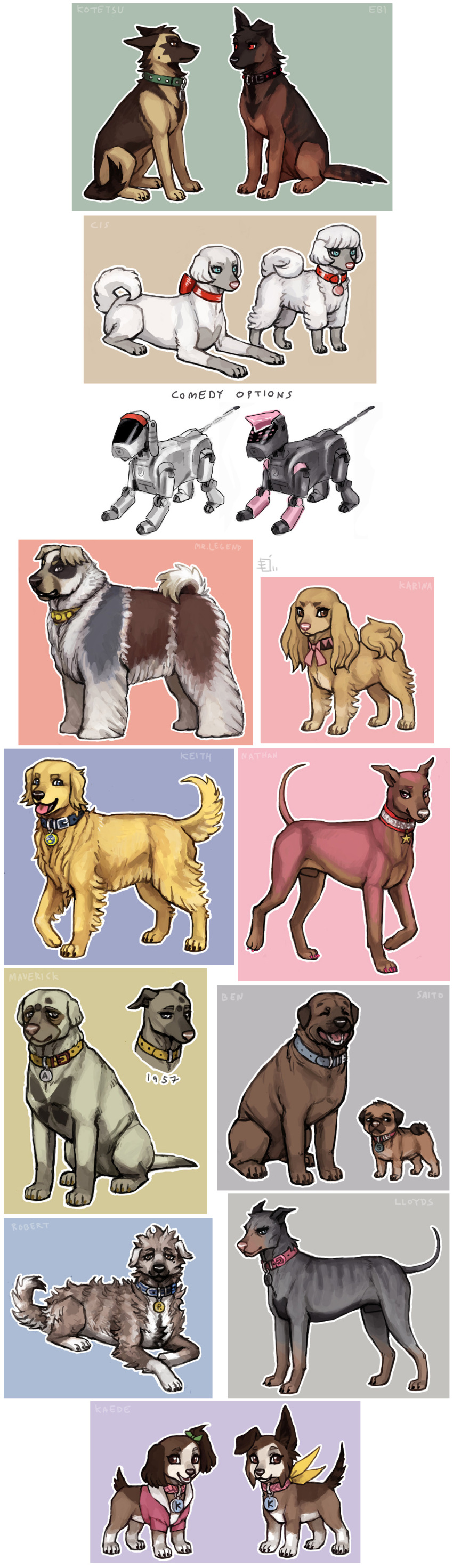 age_difference, aibo, albert_maverick, animalization, barnaby_brooks_jr, ben_jackson, cis_(tiger_&amp;_bunny), dog, emlan, father_and_daughter, h-01, highres, kaburagi_kaede, kaburagi_t_kotetsu, karina_lyle, keith_goodman, mr._legend, nathan_seymour, robert_(tiger_&amp;_bunny), saitou_(tiger_&amp;_bunny), tiger_&amp;_bunny