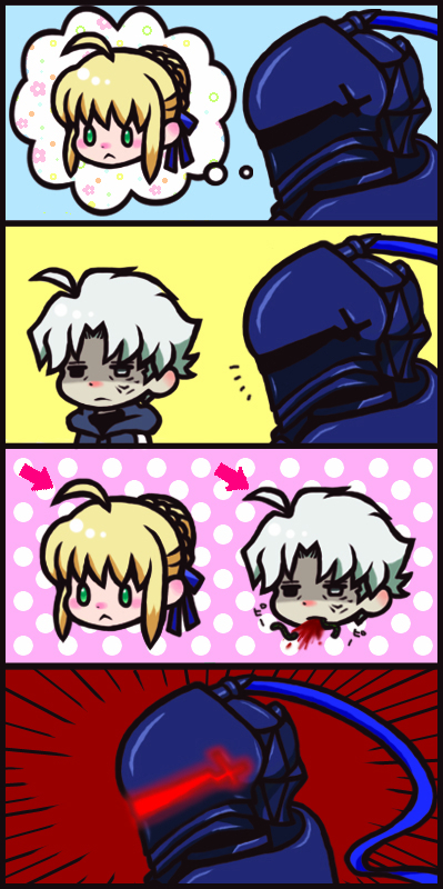 armor, berserker_(fate/zero), blonde_hair, blood, comic, fate/stay_night, fate/zero, fate_(series)