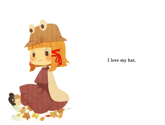 aiwatan, autumn, blonde_hair, children's_book, english, hat, i_want_my_hat_back, leaf