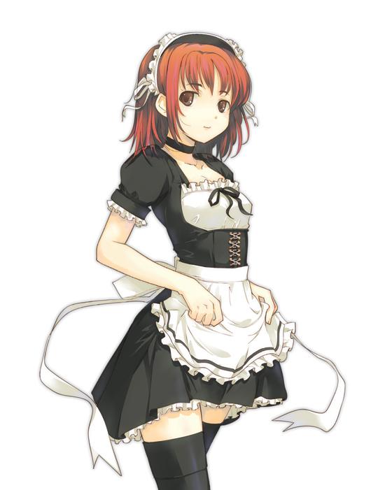 dasoku_sentarou, flat_chest, maid, original, red_hair, short_hair, skirt, thigh_highs, thighhighs, uniform, zettai_ryouiki