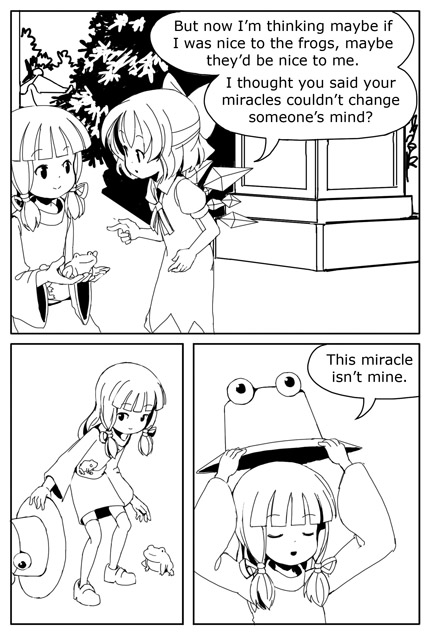 book, cirno, comic, english, frog, hat, hat_removed, headwear_removed