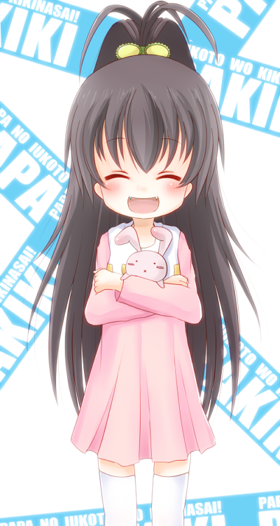 closed_eyes, eyes_closed, fangs, matthew_(yo_matthew), papa_no_iu_koto_wo_kikinasai!, papa_no_iukoto_wo_kikinasai!, ponytail, takanashi_hina