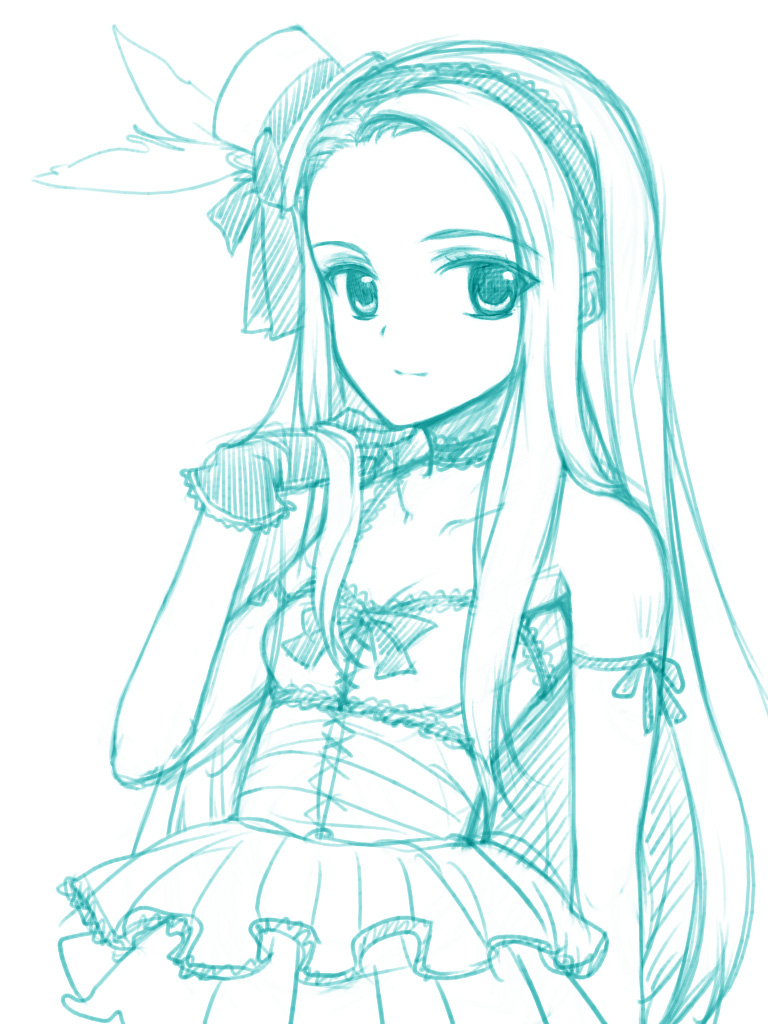 arm_ribbon, bare_shoulders, choker, dress, gloves, gojuu_hachishiki, hairband, hat