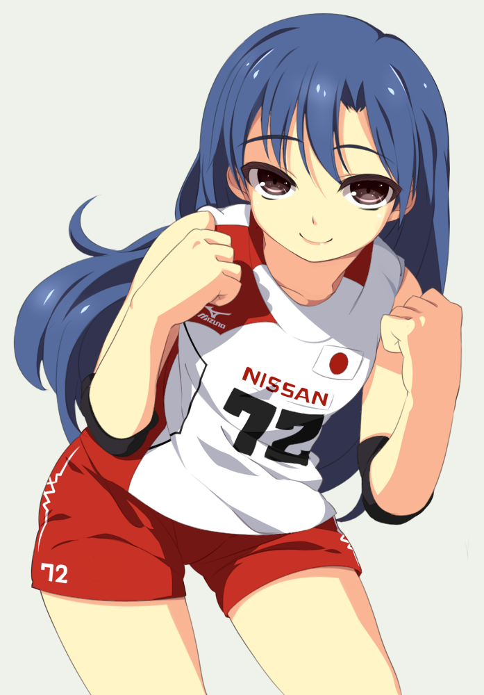 blue_hair, brown_eyes, face, hands, idolmaster, kisaragi_chihaya, long_hair, nishikou_meri