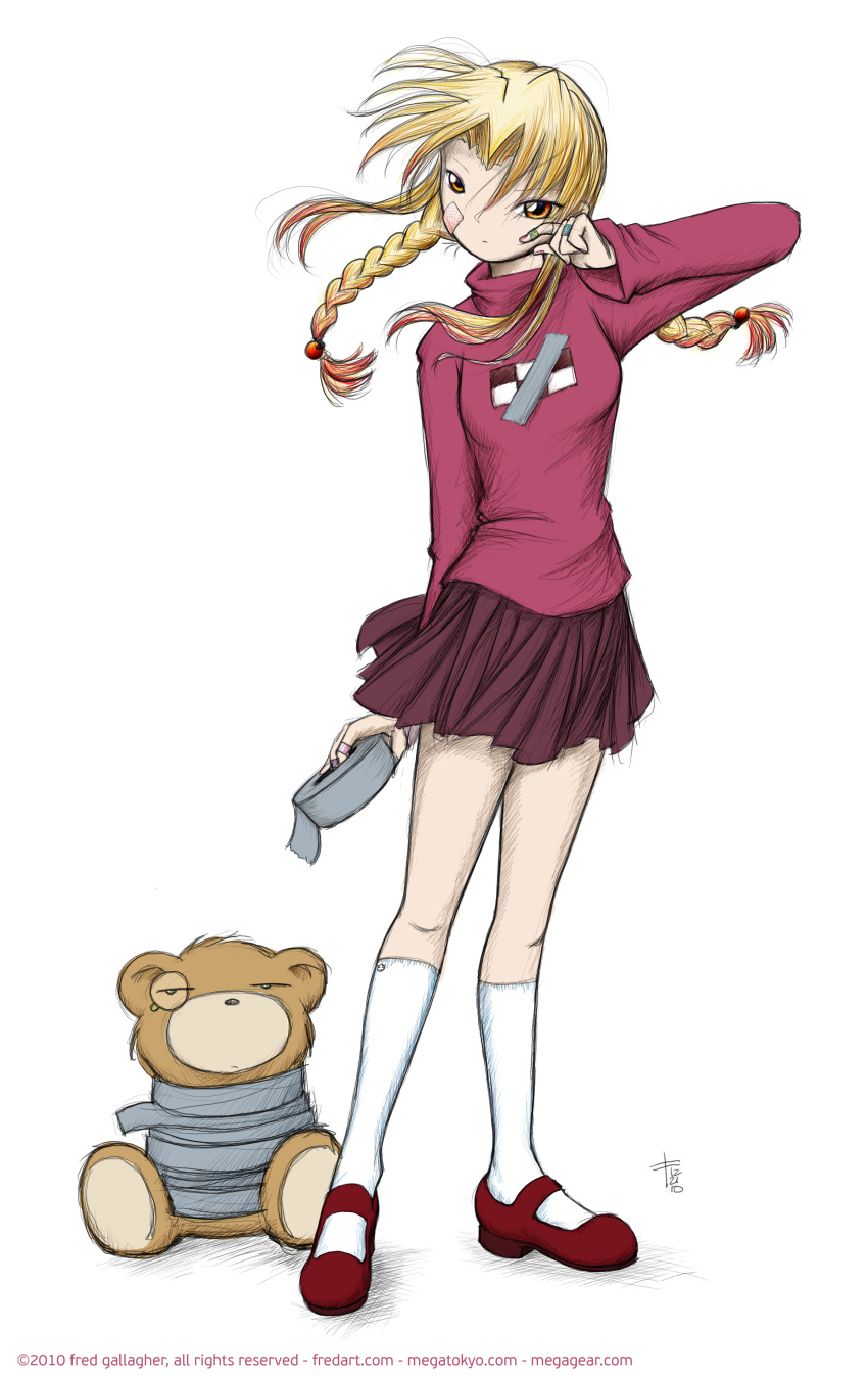 absurdres, bandaid, blonde_hair, braid, cosplay, duct_tape, fred_gallagher, highres