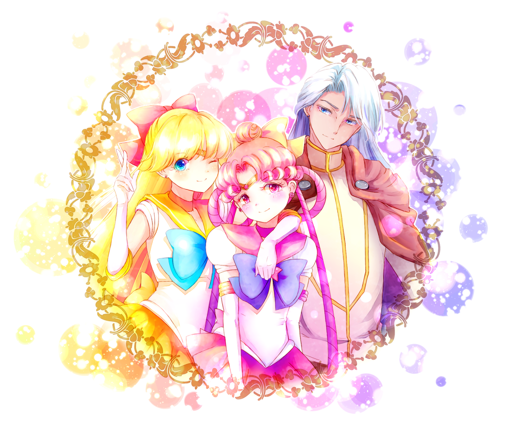 2girls, aino_minako, amazons_quartet, bishoujo_senshi_sailor_moon, blonde_hair, blue_eyes, bow, brooch