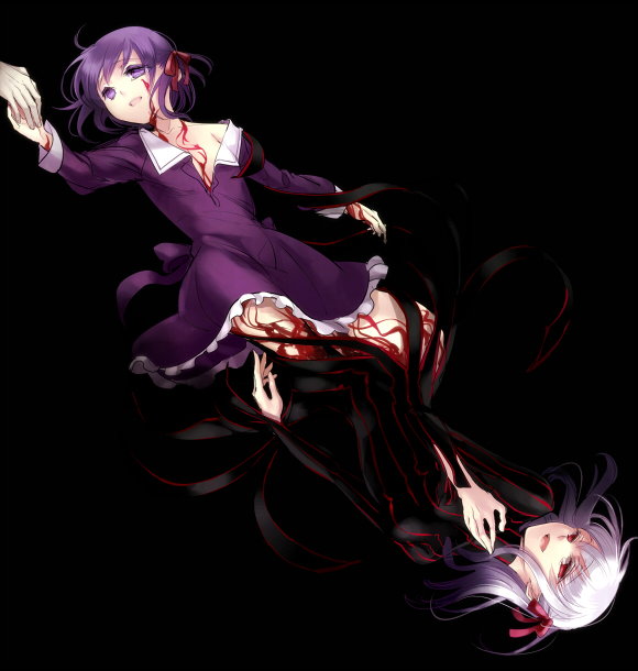 age_progression, dark_sakura, dress, dual_persona, fate/stay_night, fate/zero, fate_(series), hair_ribbon