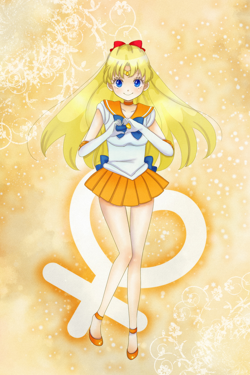 aino_minako, bishoujo_senshi_sailor_moon, blonde_hair, blue_eyes, bow, choker, earrings, elbow_gloves