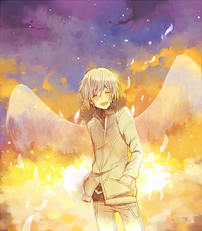 accelerator, albino, closed_eyes, eyes_closed, fur_collar, jacket, kina58, short_hair
