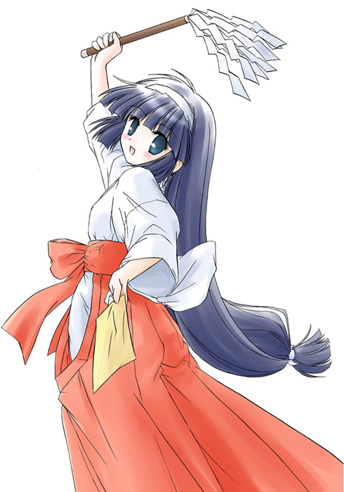 black_hair, gohei, hairband, hime_cut, japanese_clothes, kiki_kaikai, long_hair, miko