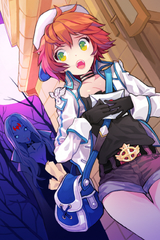 artist_request, bag, belt, blood, breasts, choker, cleavage, coat