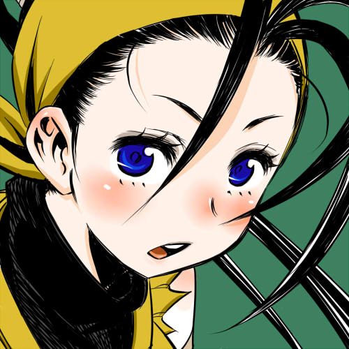 antenna_hair, bandana, bandanna, black_hair, blue_eyes, face, ibuki, lowres