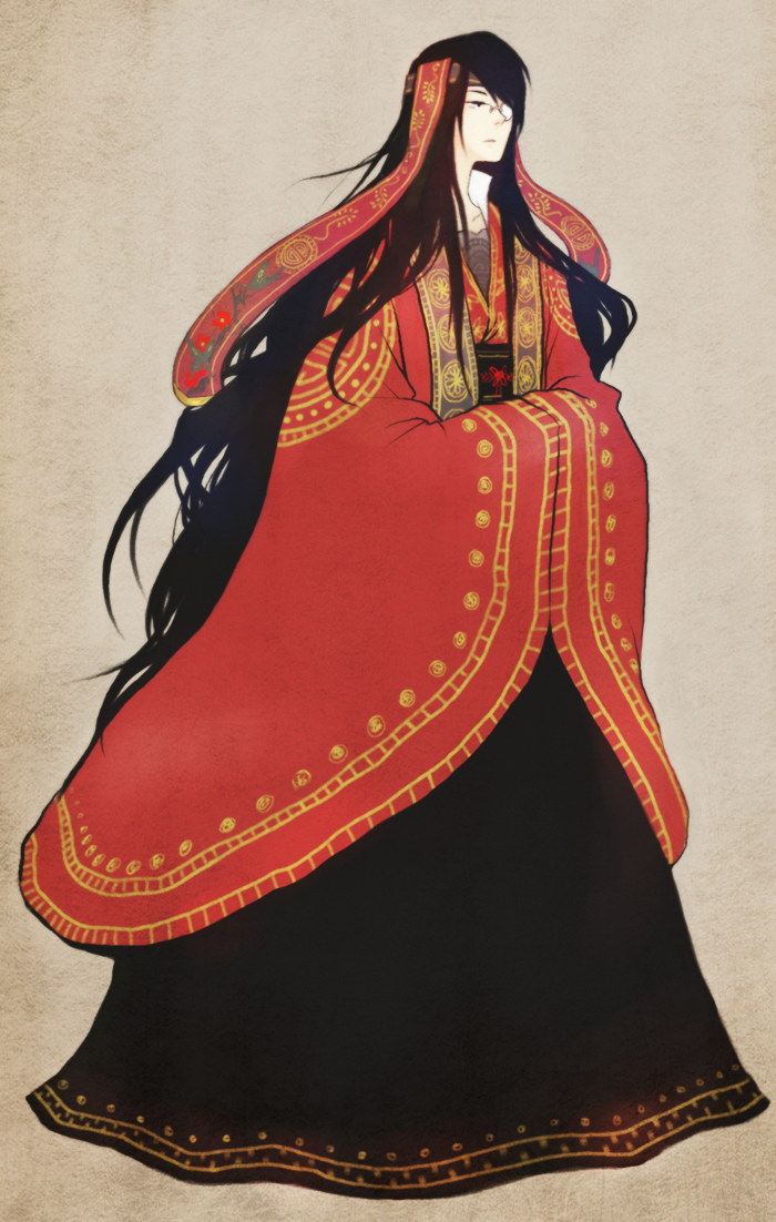 black_hair, glasses, goldfish_(artist), hanbok, headband, korean_clothes, long_hair, original