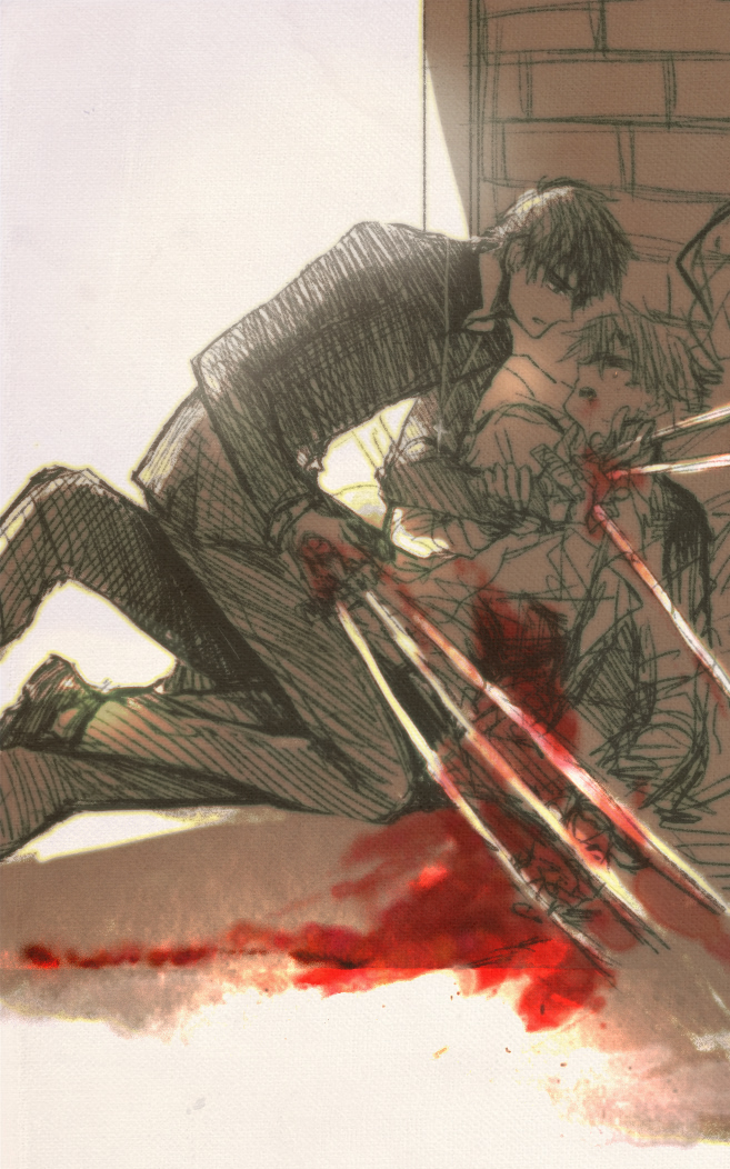 2boys, black_key, blood, cross, emiya_kiritsugu, fate/stay_night, fate/zero, fate_(series)