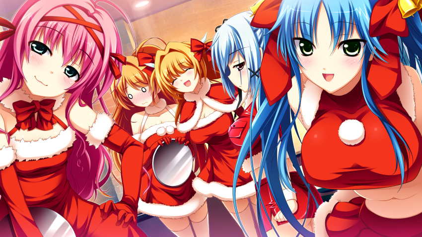 christmas, game_cg, hiiragi_akeo, kinomoto_hana, kinomoto_mayo, kinomoto_misaki, kinomoto_nokia, kinomoto_sakuya, panta, renai_zero_kilometer, yuunagi_seshina