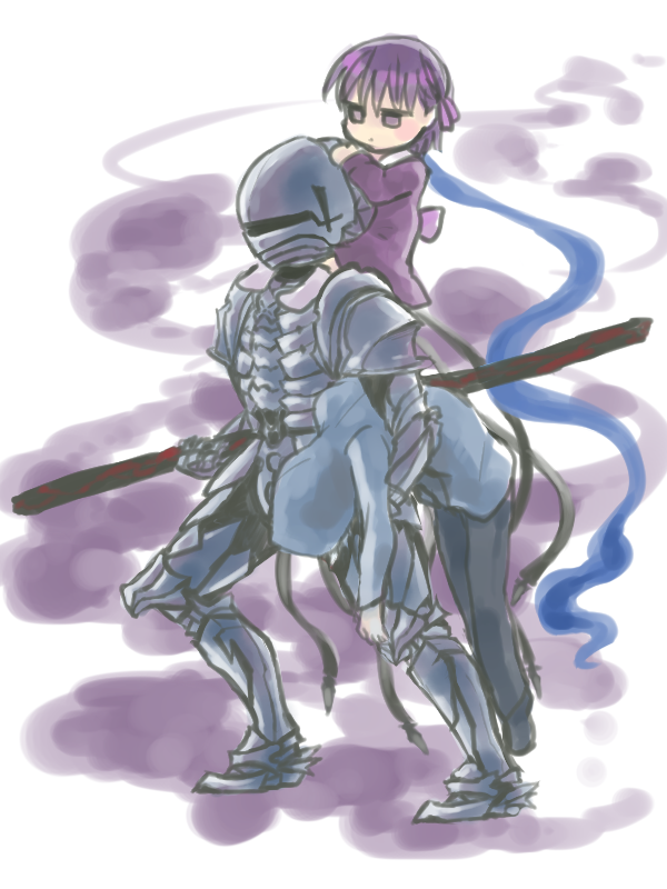 1girl, 2boys, berserker_(fate/zero), carrying, chibi, fate/stay_night, fate/zero, fate_(series)
