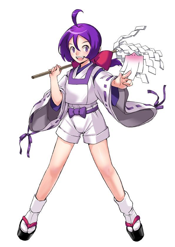 ahoge, feet, female, full_body, geta, gohei, ichijou_akari, japanese_clothes