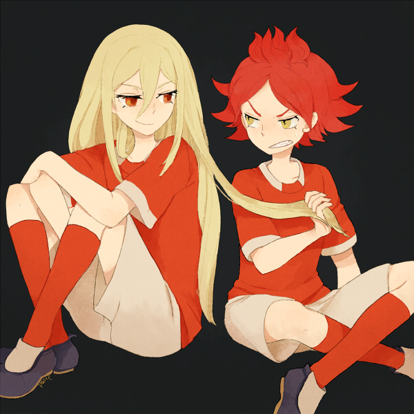 afuro_terumi, blonde_hair, fire_dragon_(inazuma_eleven), inazuma_eleven, inazuma_eleven_(series), l_hakase, long_hair, multiple_boys