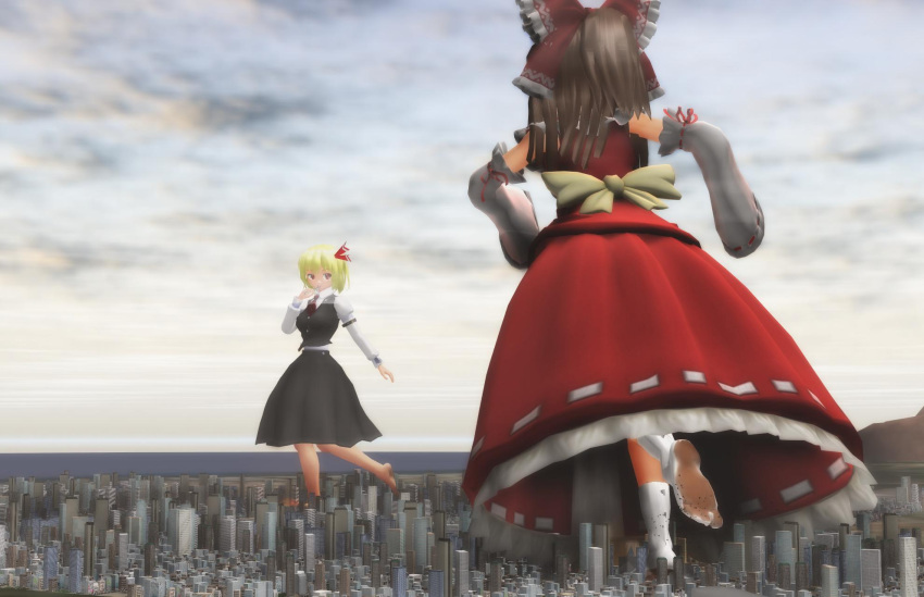 brown_hair, city, crush, giantess, reimu, rumia, touhou