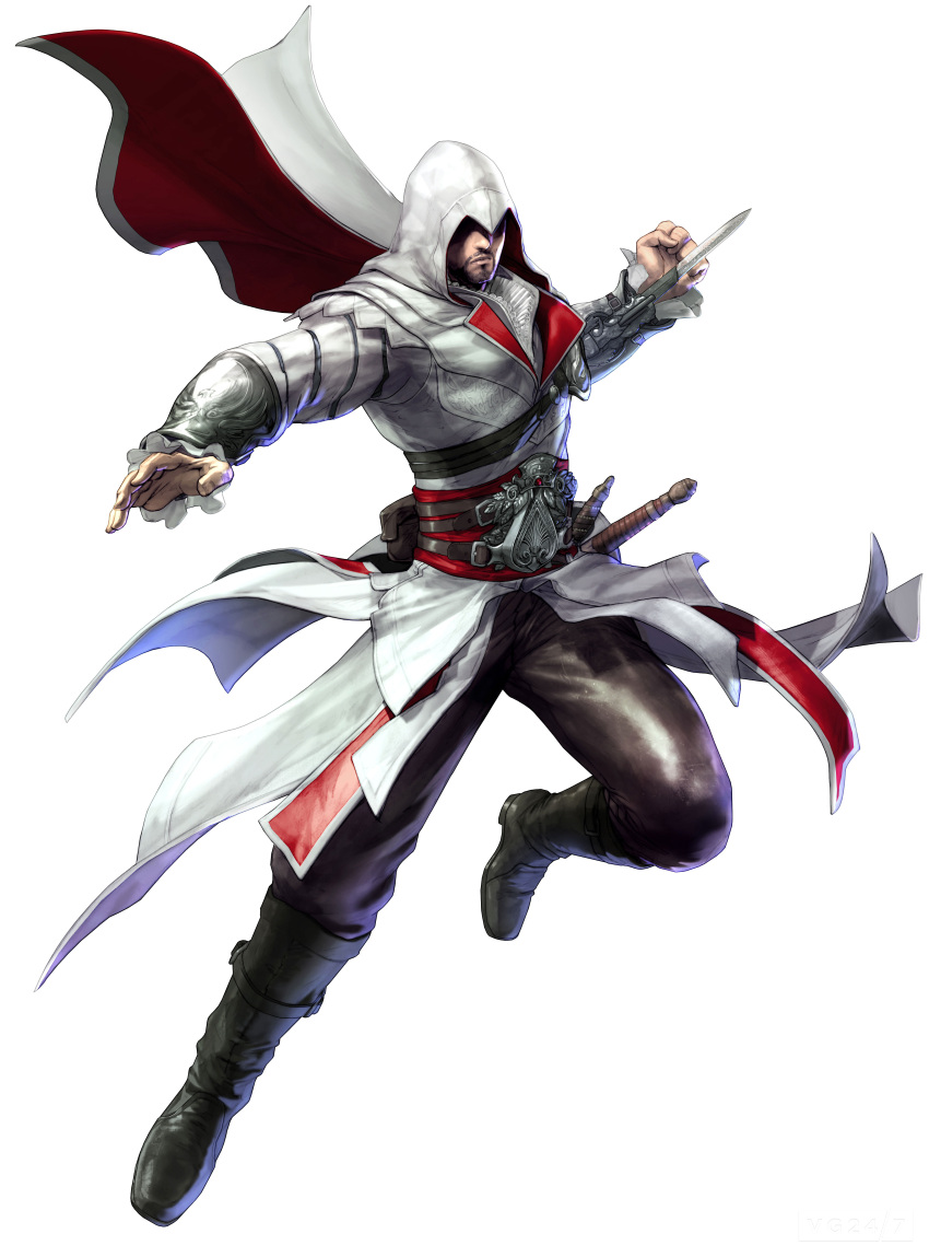 absurdres, armor, assassin's_creed, assassin's_creed:_brotherhood, beard, belt, blade, boots