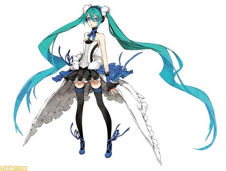 7th_dragon, 7th_dragon_2020, aqua_hair, black_legwear, blue_eyes, corset, gothic_lolita, hatsune_miku, hatsune_miku_(7th_dragon_2020), lolita_fashion, long_hair, miwa_shirou, miwa_shirow, official_art, skirt, solo, thigh-highs, thighhighs, twintails, very_long_hair, vocaloid, watermark, zettai_ryouiki