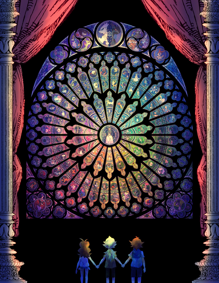 2boys, absolutely_everyone, absurdres, accelgor, alomomola, amoonguss, antenna_hair, archen