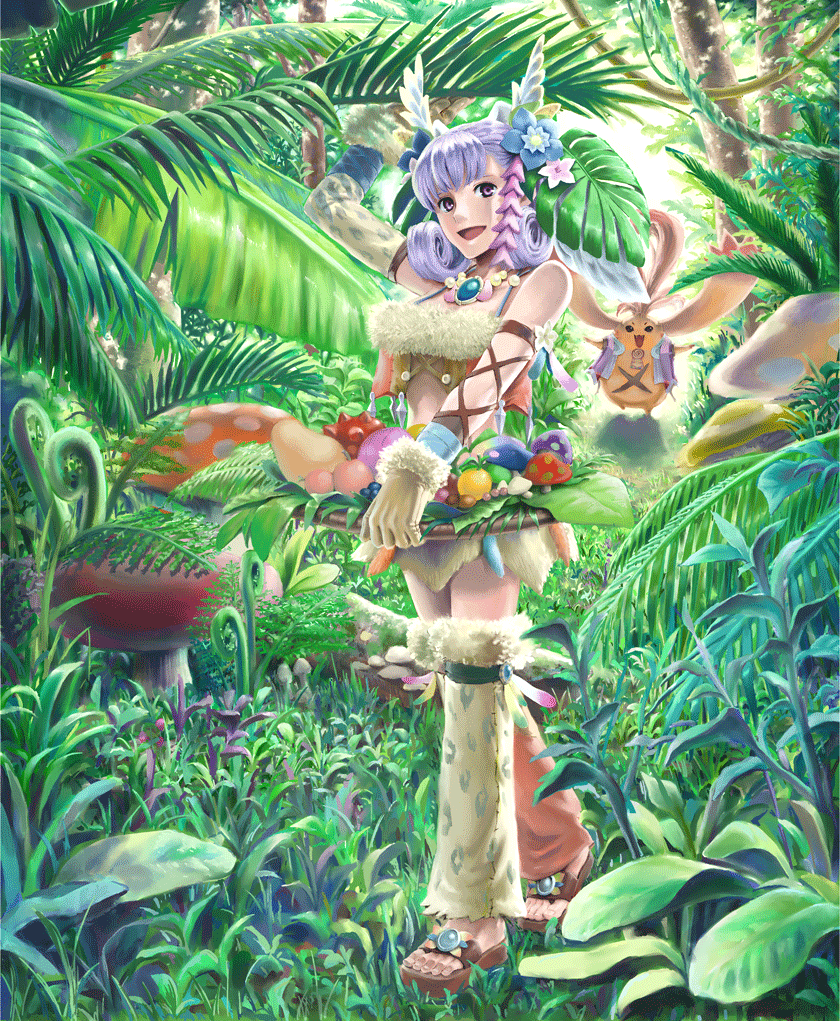 :d, alternate_costume, apple, beco, flower, food, forest, fruit