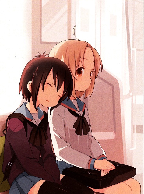 a_channel, ahoge, ichii_tooru, kuroda_bb, momoki_run, multiple_girls, official_art, run_(a_channel)