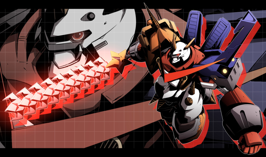 digimon, digimon_xros_wars, drill, fist, horns, letterboxed, nijiirosekai, no_humans
