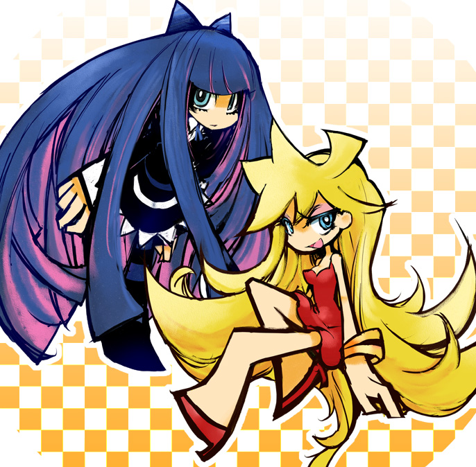 ahou_miya, blonde_hair, blue_eyes, dress, gothic_lolita, gradient_hair, high_heels, lolita_fashion