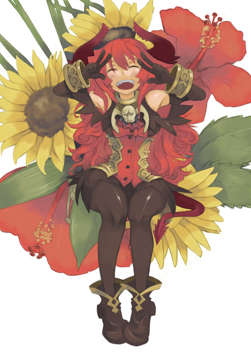 absurdres, armpits, bare_shoulders, character_request, elbow_gloves, flower, gloves, highres