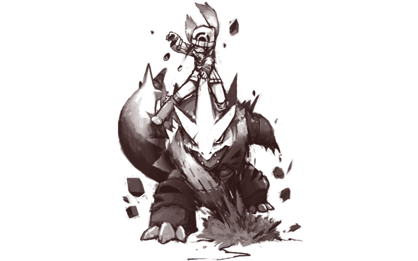 gianoa, hat, highres, hikari_(pokemon), hikari_(pokemon)_(remake), monochrome, nintendo, poke_ball