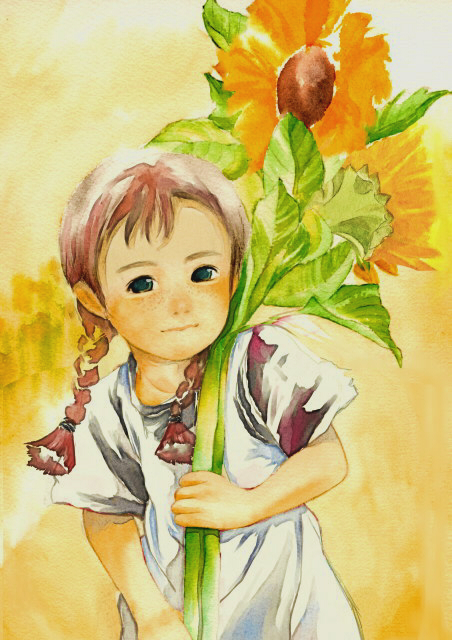 akage_no_anne, anne_of_green_gables, anne_shirley, braid, child, flower, freckles, green_eyes