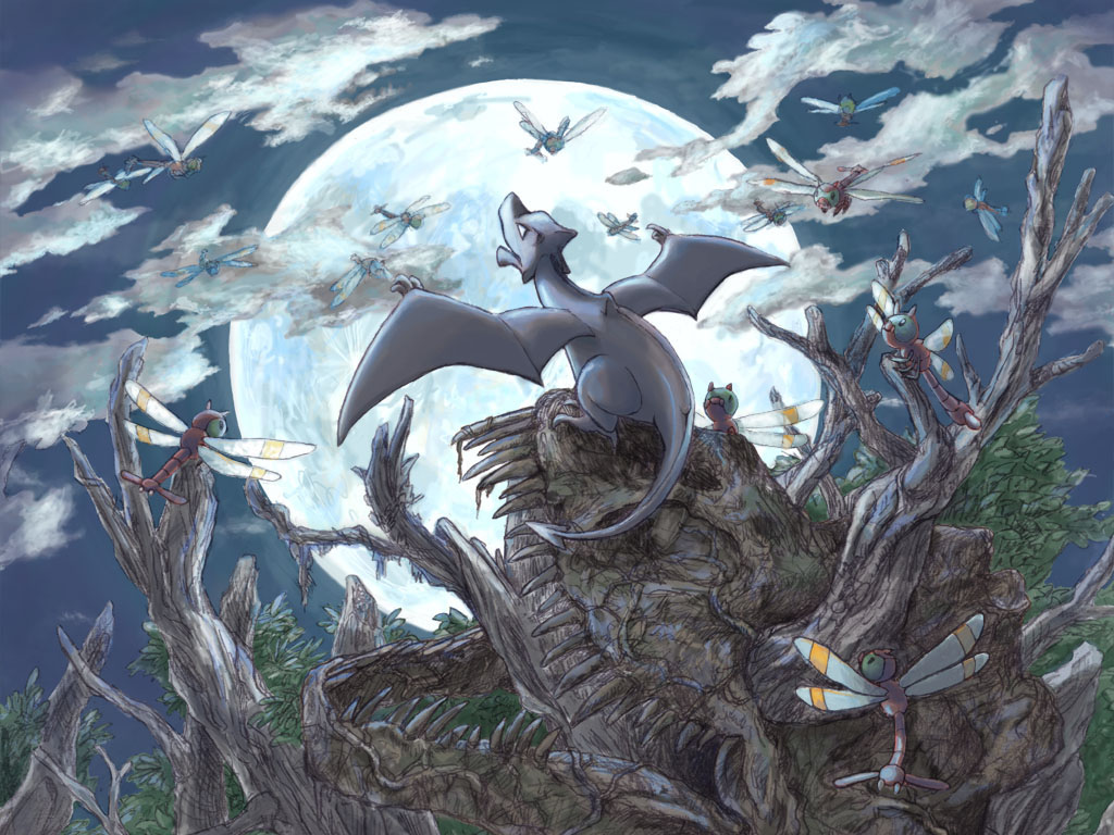 cloud, clouds, moon, nature, nintendo, no._017, no_humans, pokemon, pokemon_(game), pokemon_gsc, pokemon_rgby, sky, yanma