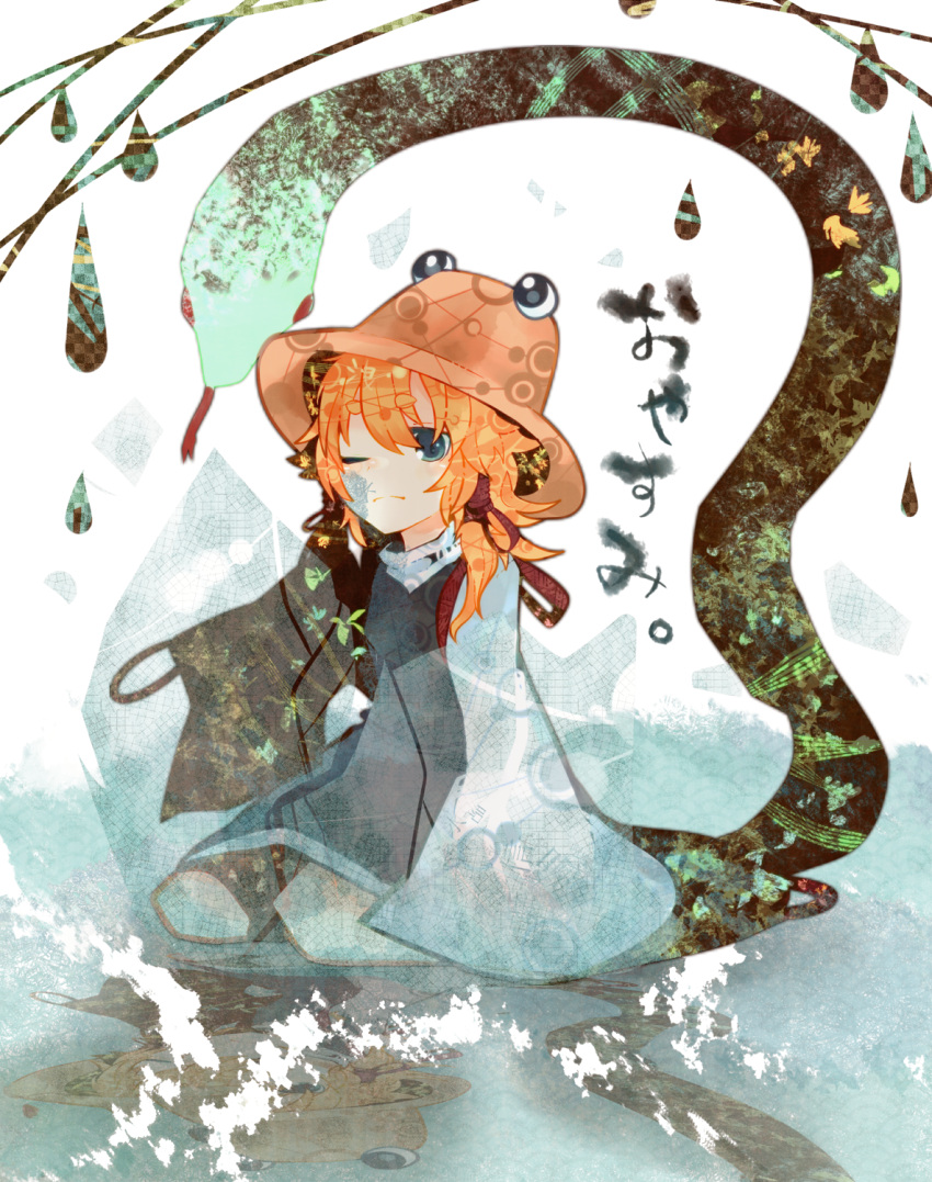 bad_id, blonde_hair, blue_eyes, dress, drop, hair_ribbon, hat, highres