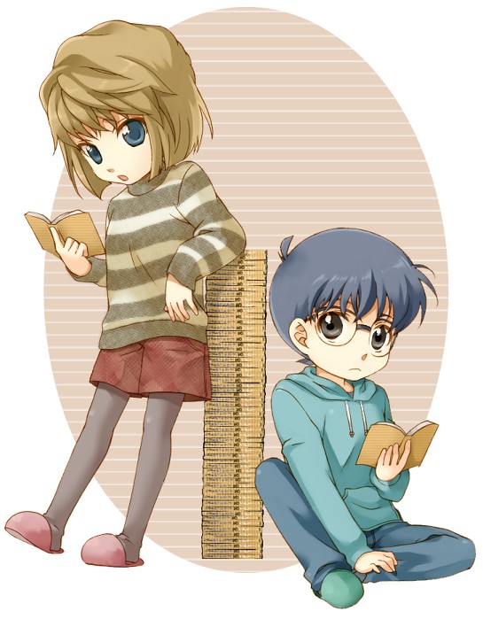 child, detective_conan, edogawa_conan, glasses, haibara_ai, hoodie, legwear_under_shorts, meitantei_conan