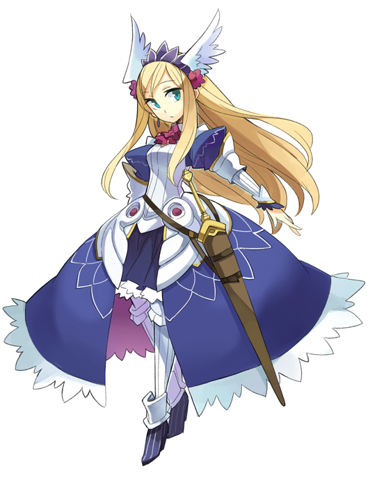 aqua_eyes, blonde_hair, hair_ornament, lastswallow, long_hair, original, sheath, sheathe