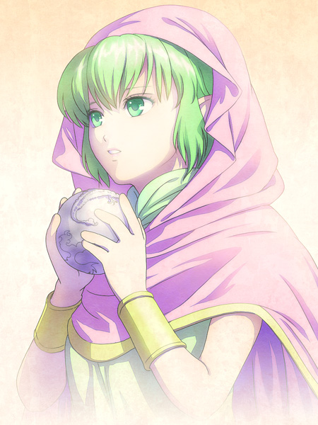 cape, chiki, chiki_(fire_emblem), elf, fire_emblem, fire_emblem:_mystery_of_the_emblem, fire_emblem:_shin_ankoku_ryuu_to_hikari_no_tsurugi, green_eyes